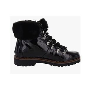 🆕 Esprit Celestin faux patent leather fur lace up fashion boots black